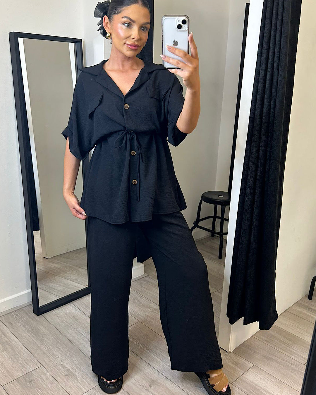 Black Shirt and Trousers Co Ord Suit