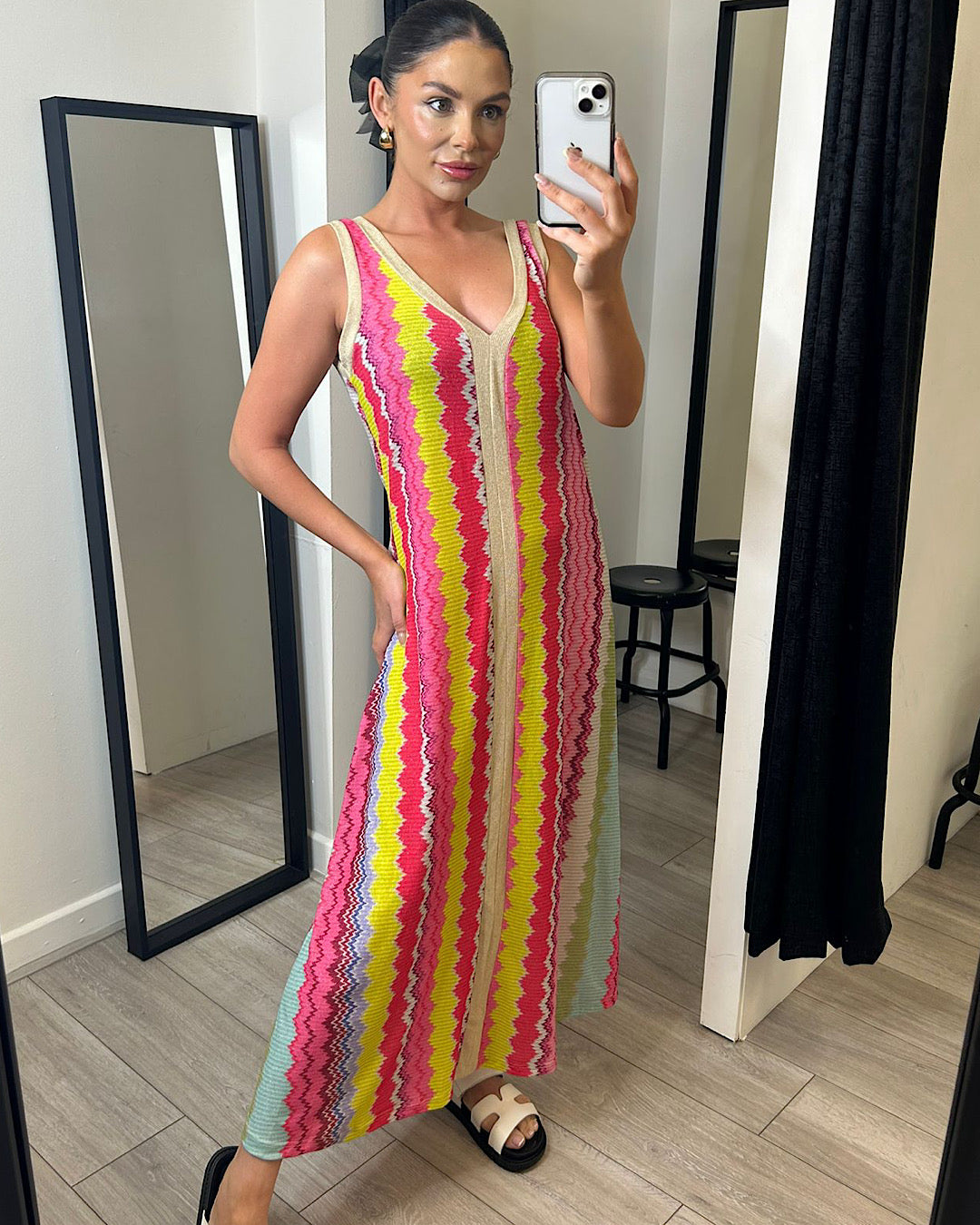 Multi Colour Zig Zag Maxi Dress
