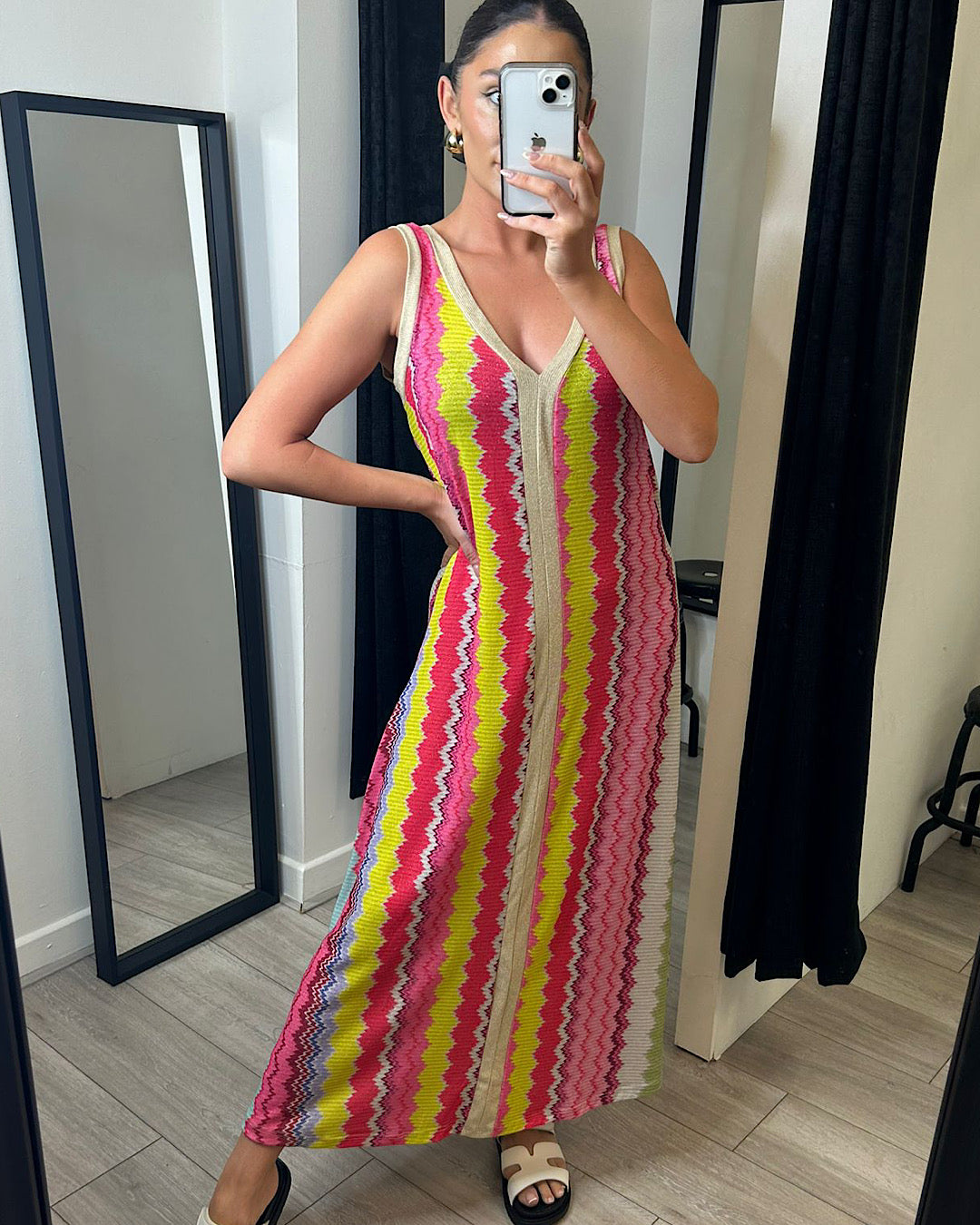 Multi Colour Zig Zag Maxi Dress