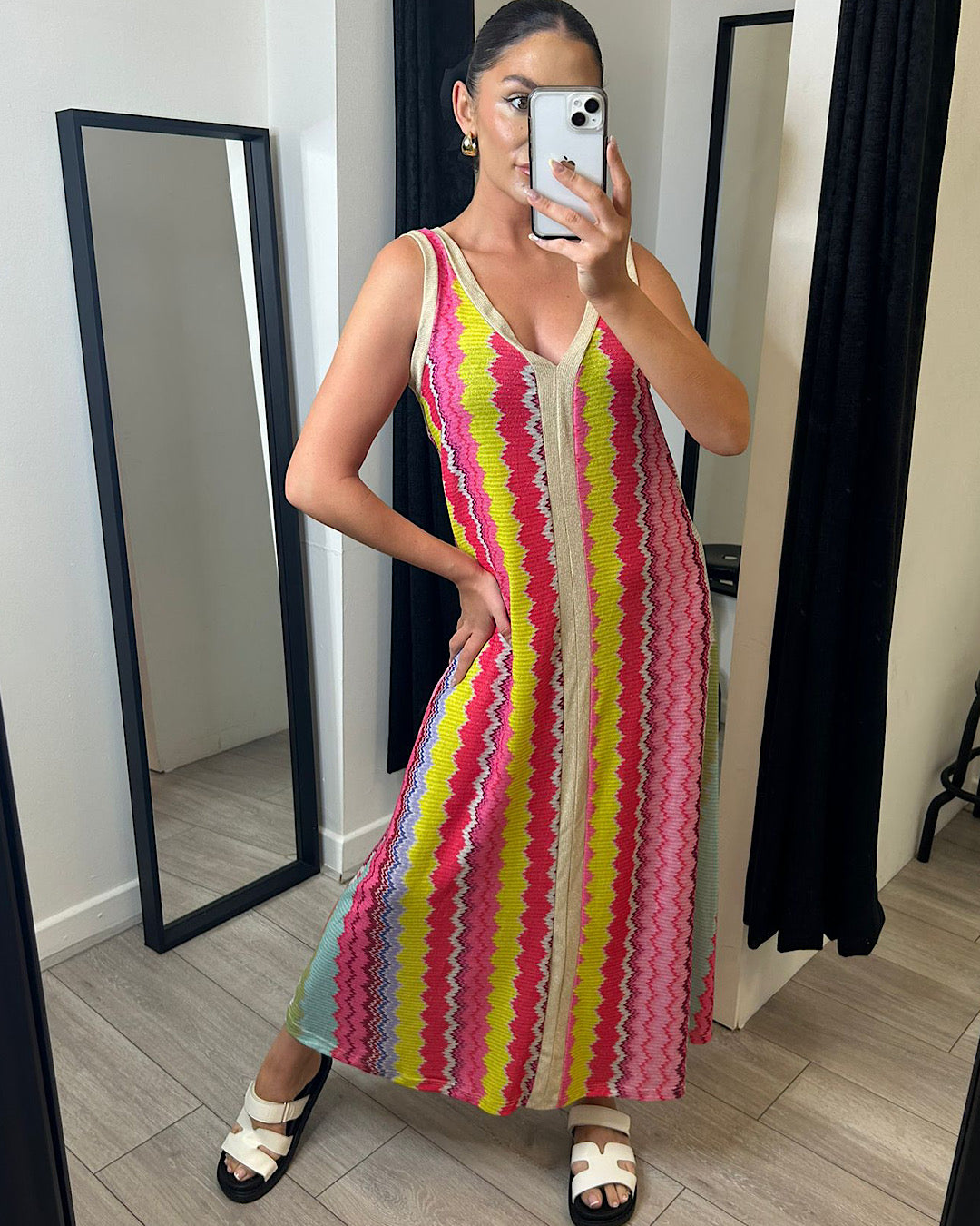 Multi Colour Zig Zag Maxi Dress