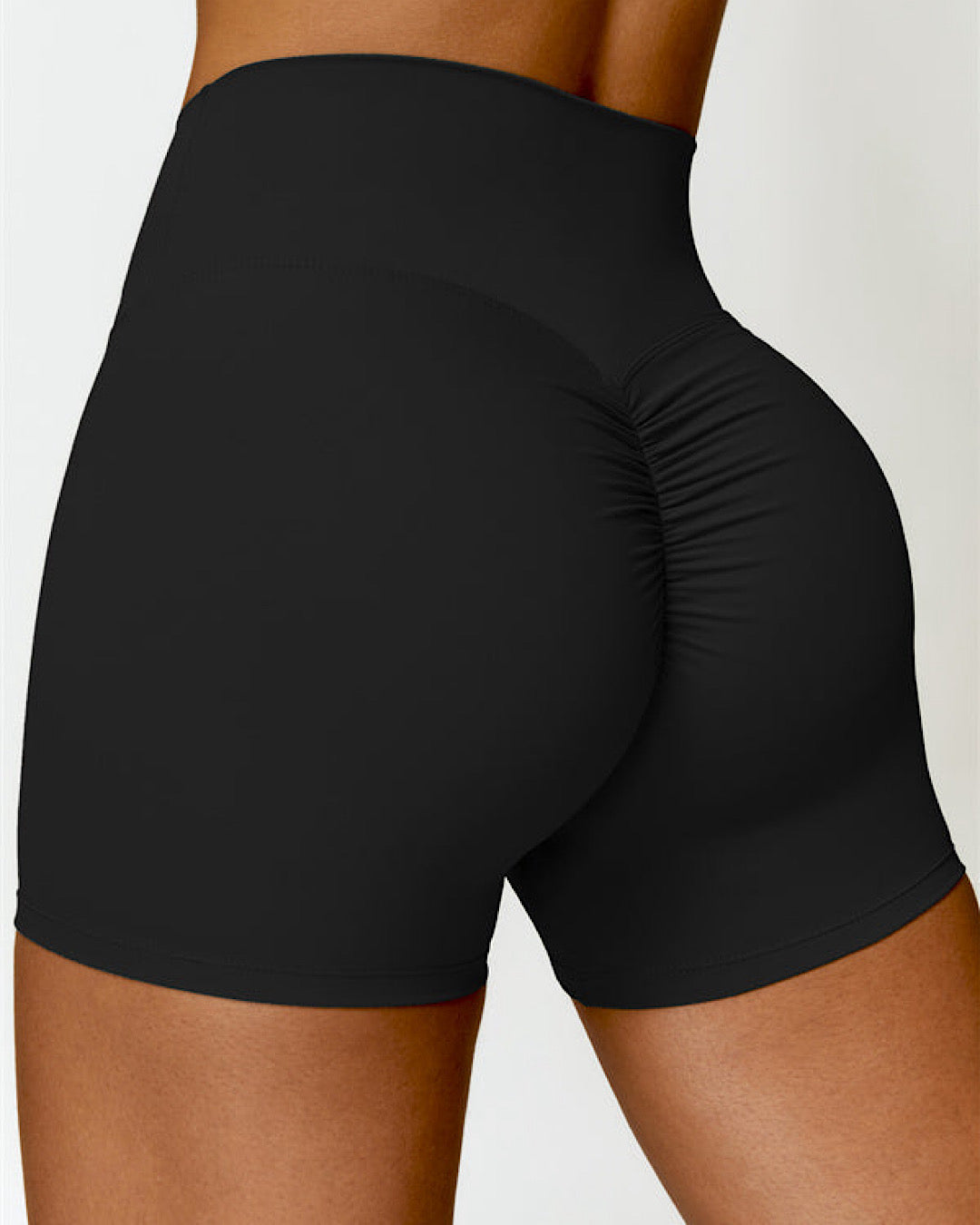 Black Seamless Scrunch Shorts