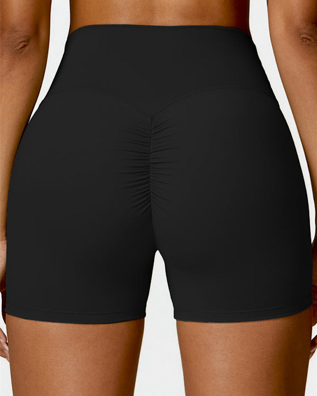 Black Seamless Scrunch Shorts