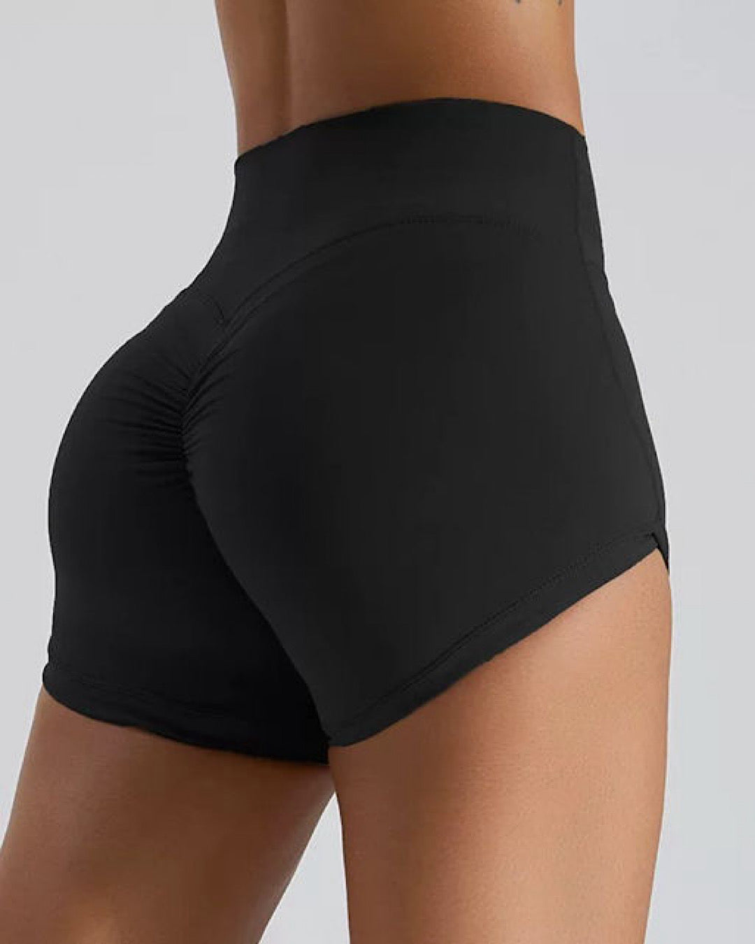 Black Seamless Scrunch Shorts