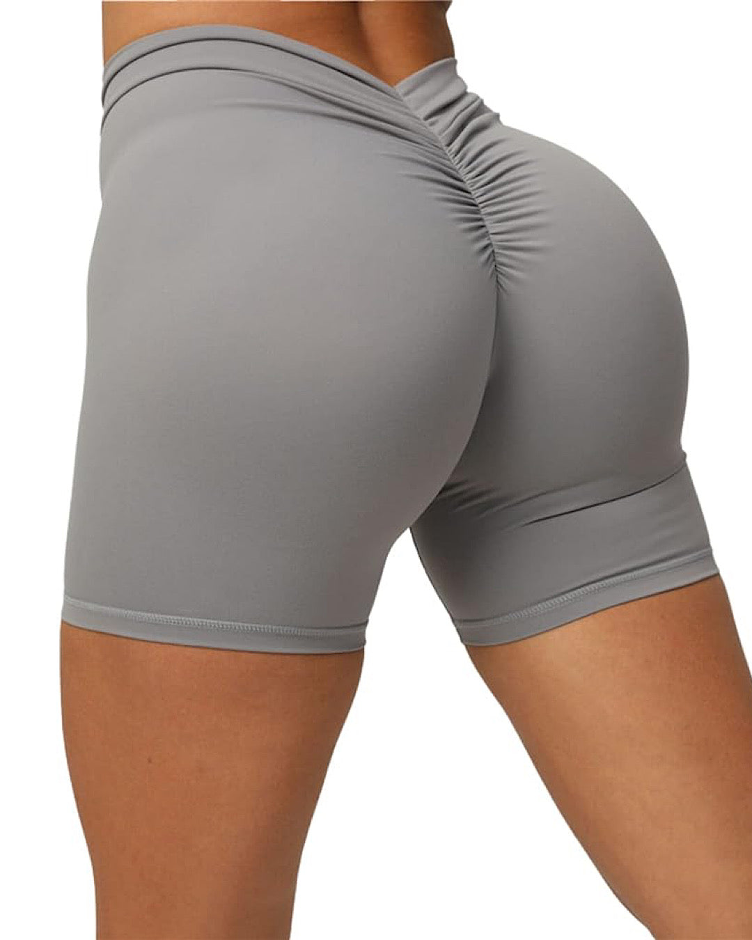 Grey Seamless Scrunch Shorts