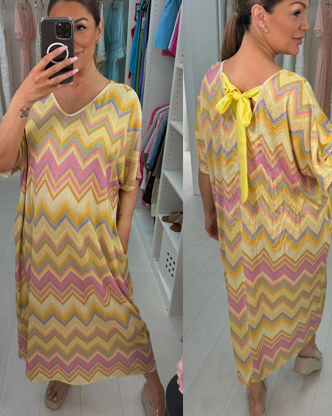Multi Colour Zig Zag Maxi Dress
