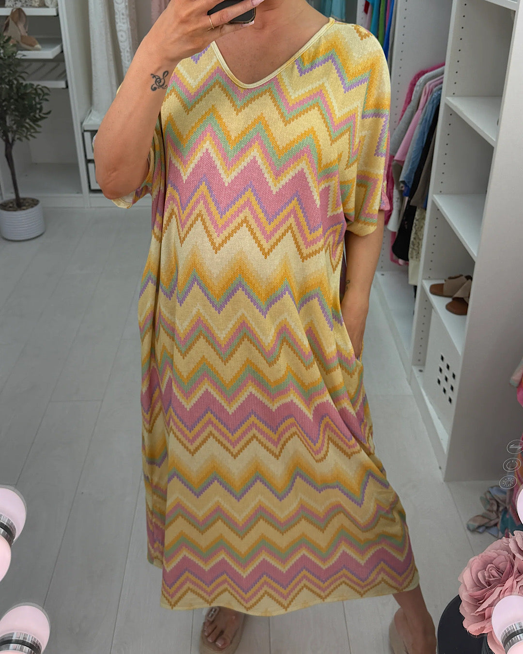 Multi Colour Zig Zag Maxi Dress