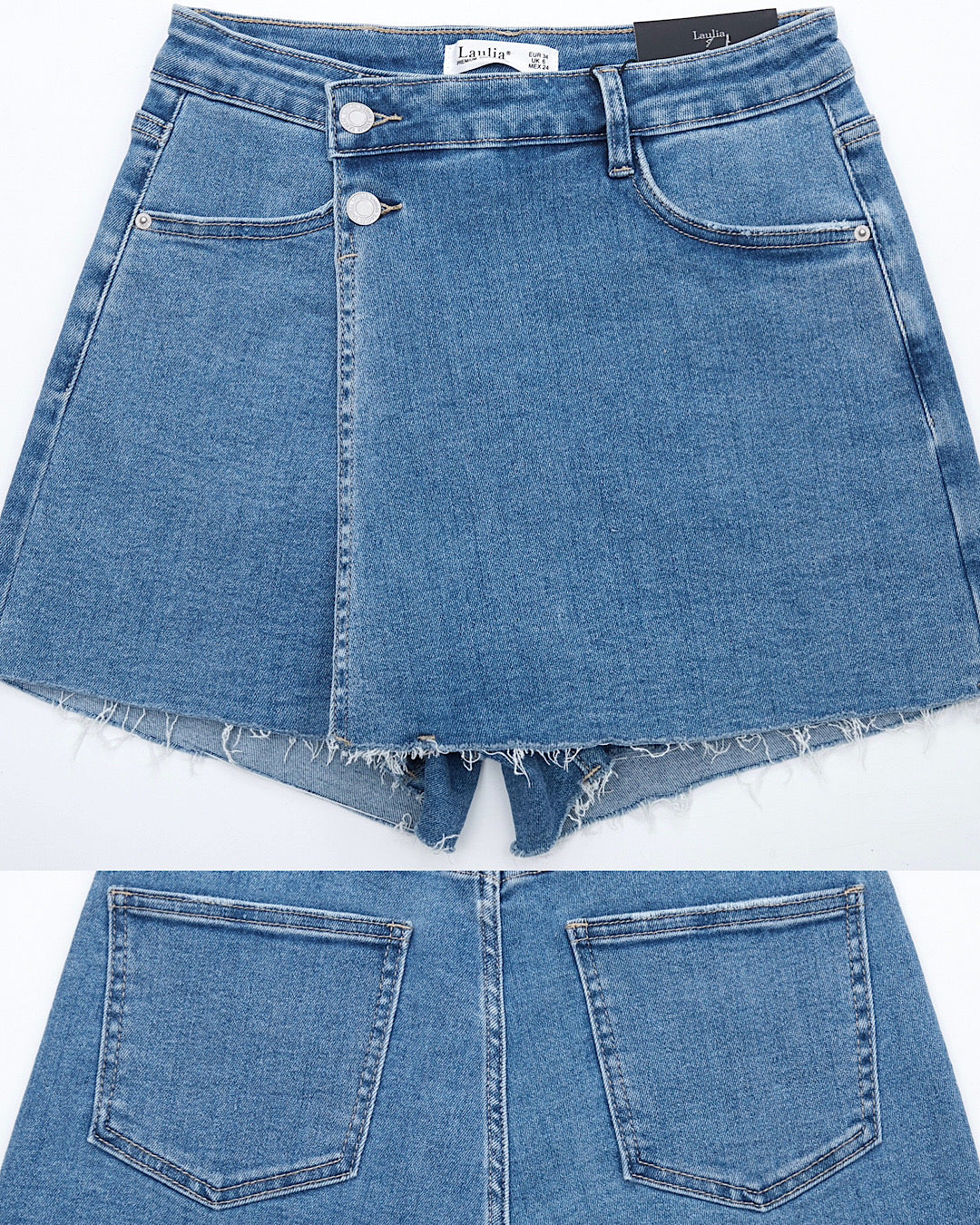 Blue Denim Wrap Over Skort