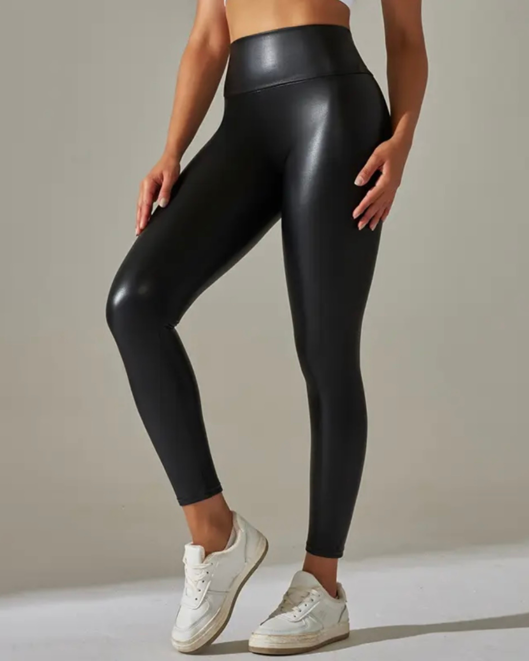 Faux leather yoga pants online