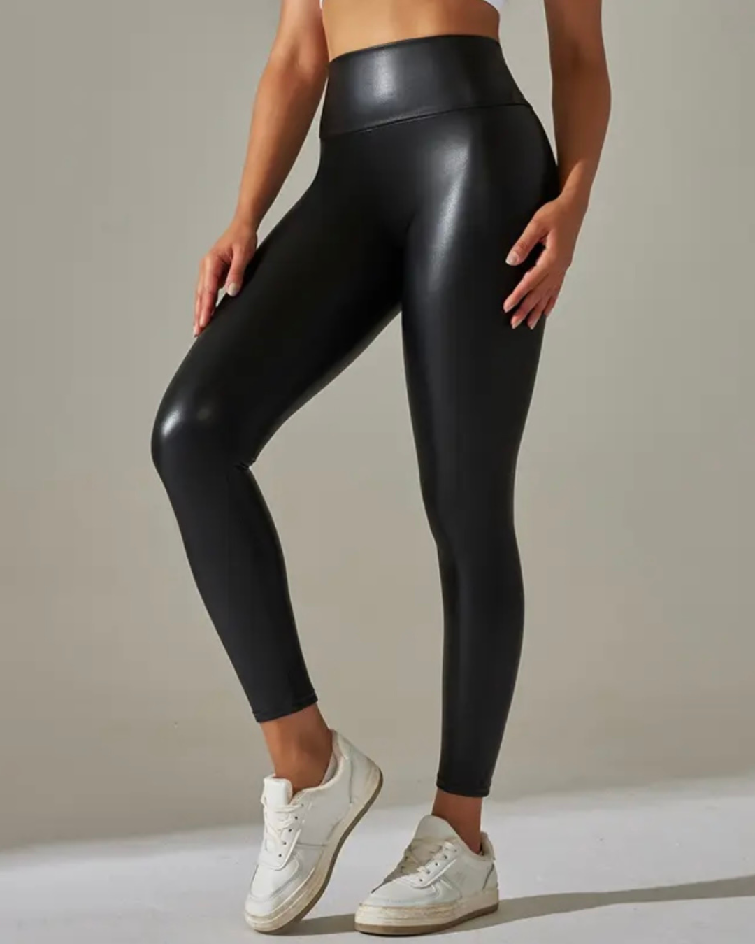 Faux leather workout leggings on sale