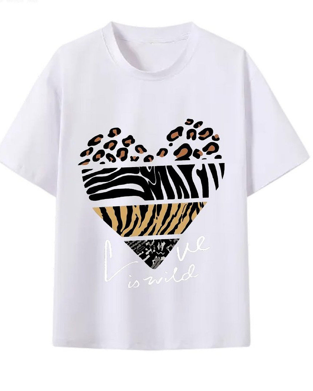 White Animal Print Tee