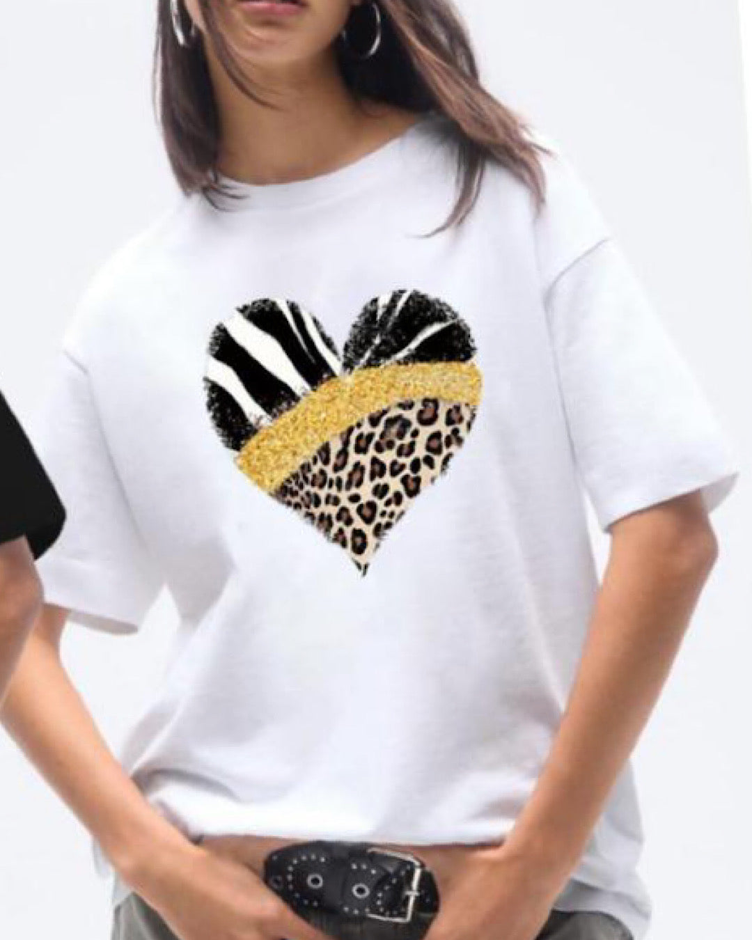 White Animal Print Tee