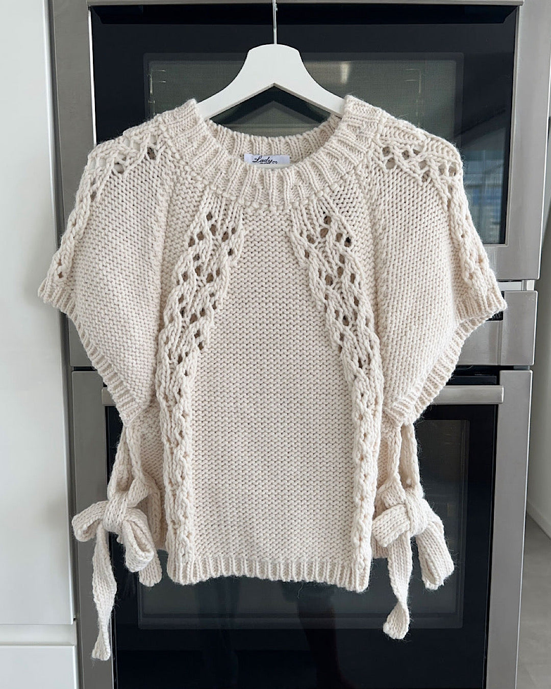 Beige Tie Side Knit Top
