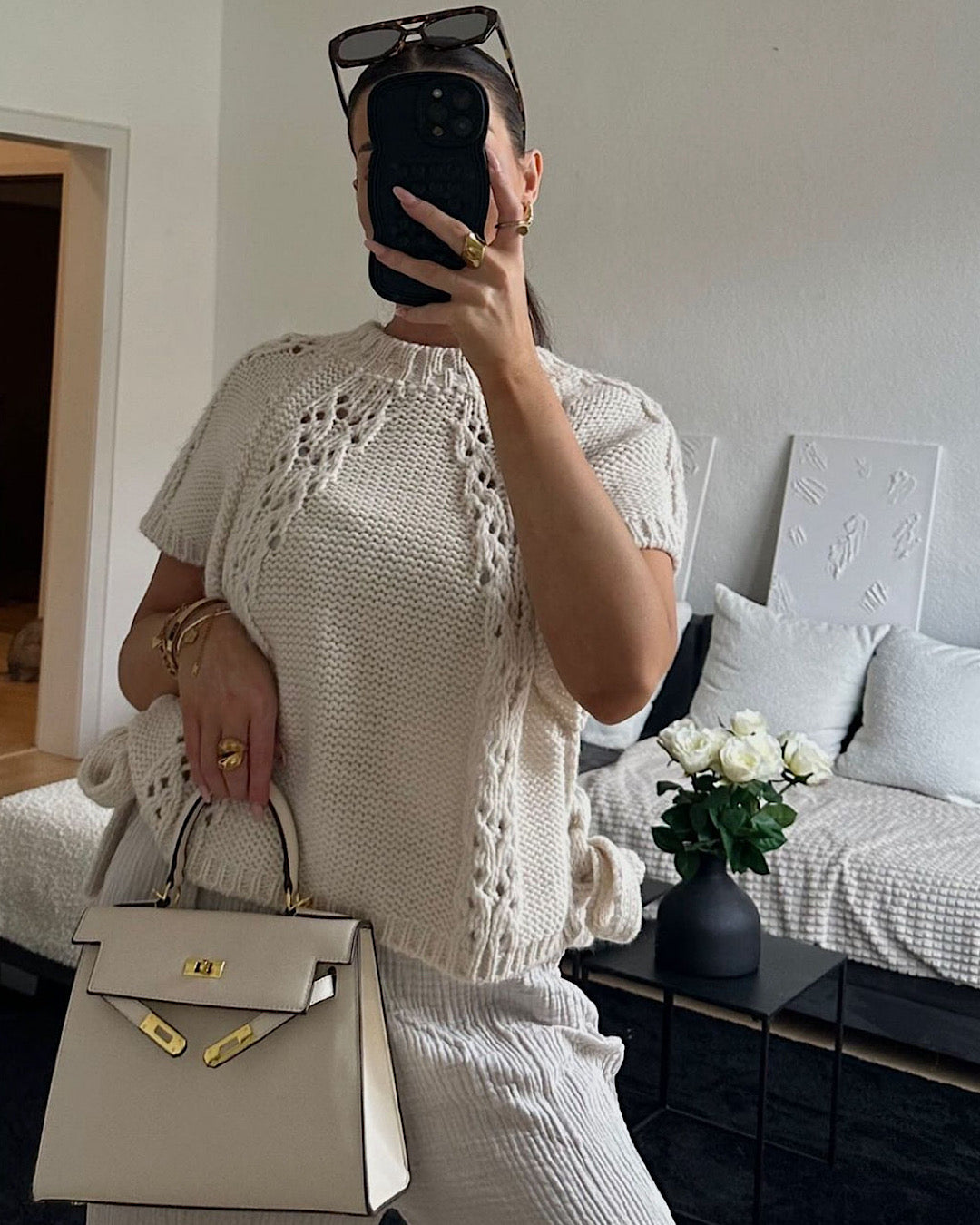 Beige Tie Side Knit Top