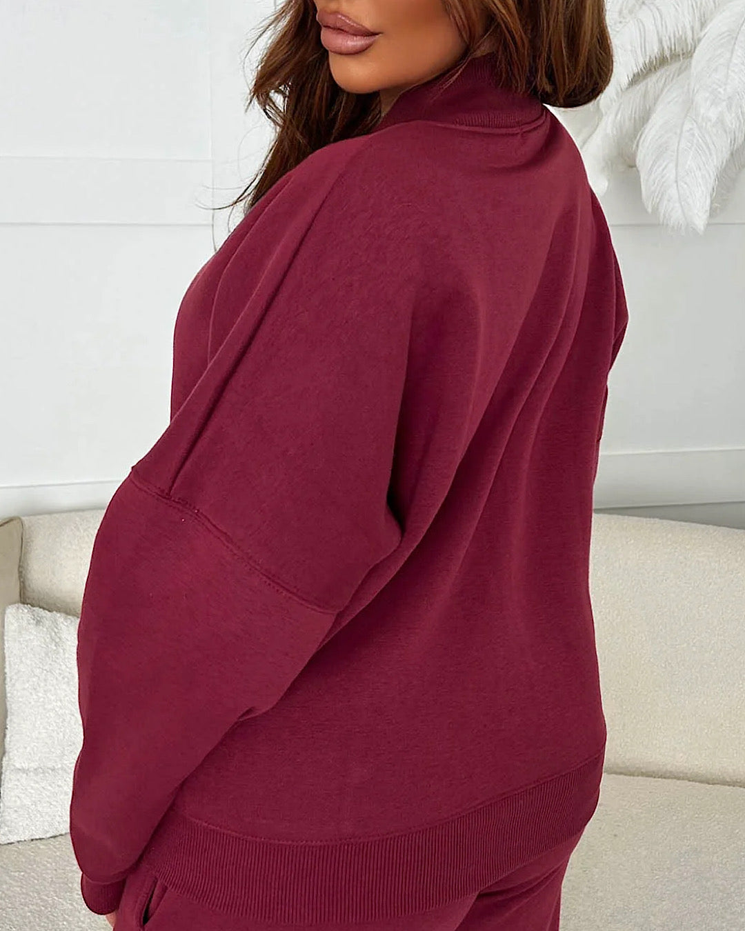 Burgundy Bomber Jacket and Joggers Suit