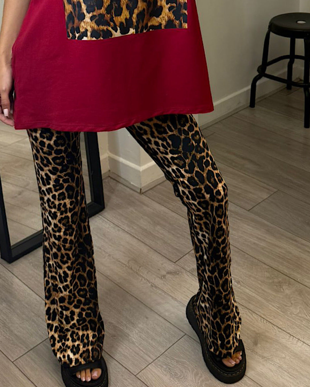 Flared Leopard Yoga Trousers