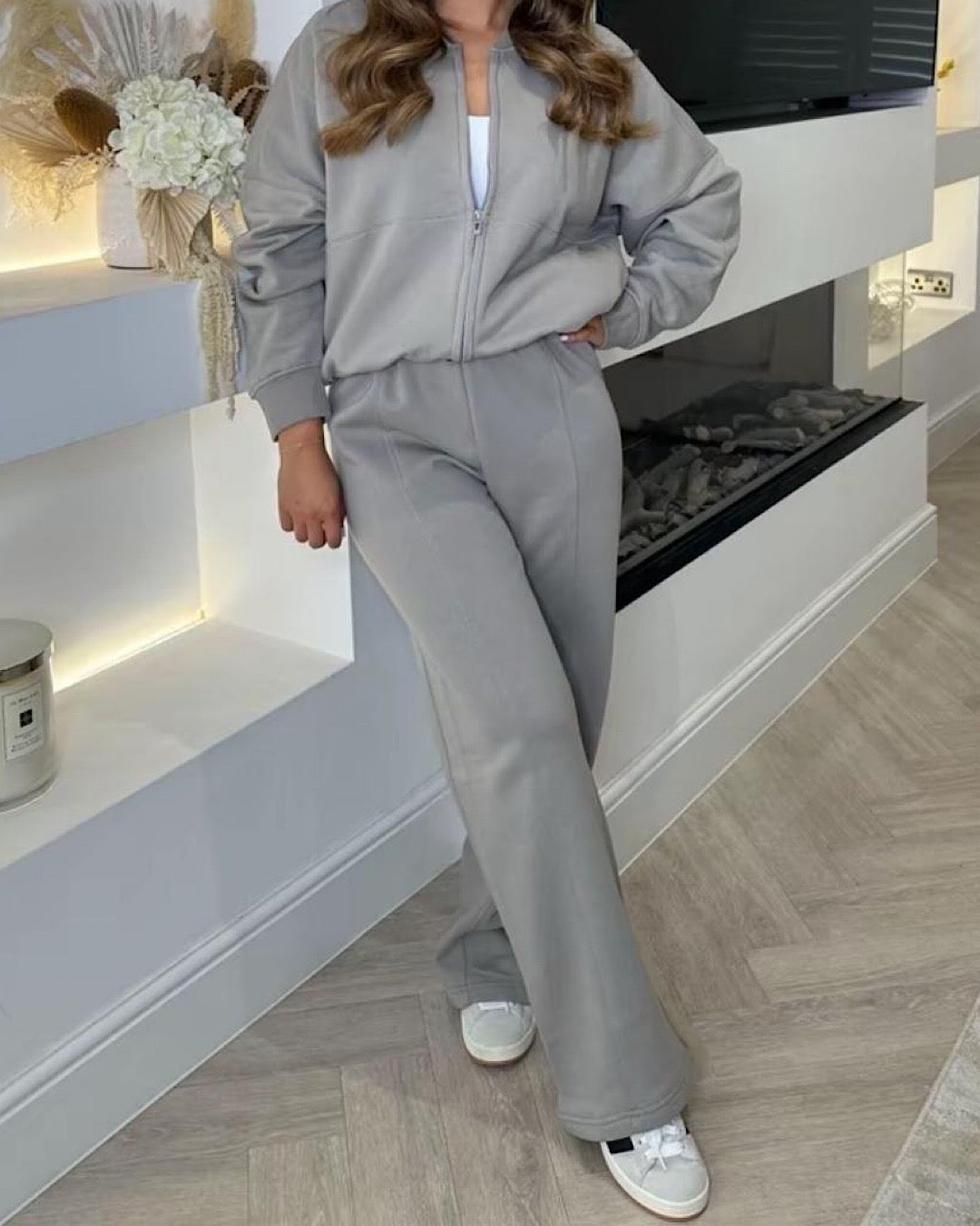 Dove Grey Bomber Jacket and Joggers Suit