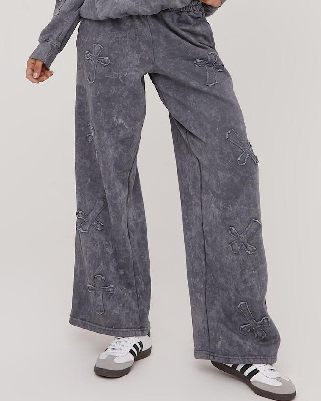 Hooded Grey Acid Wash Cross Suit