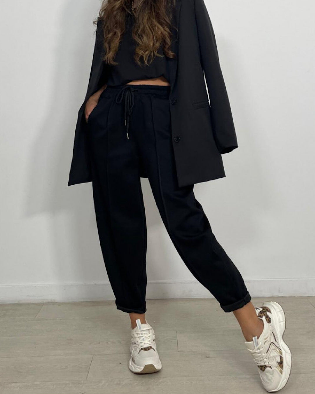 Black Barrel Leg Joggers