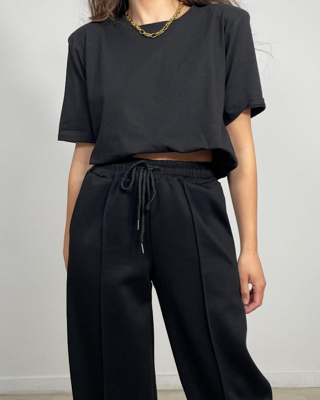 Black Barrel Leg Joggers