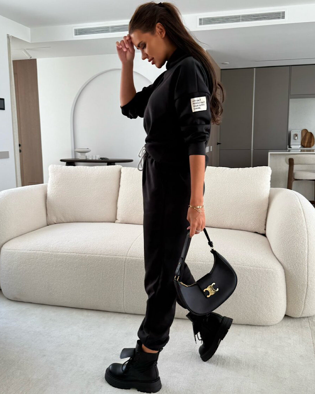 Black Overhead Hoody and Joggers Suit
