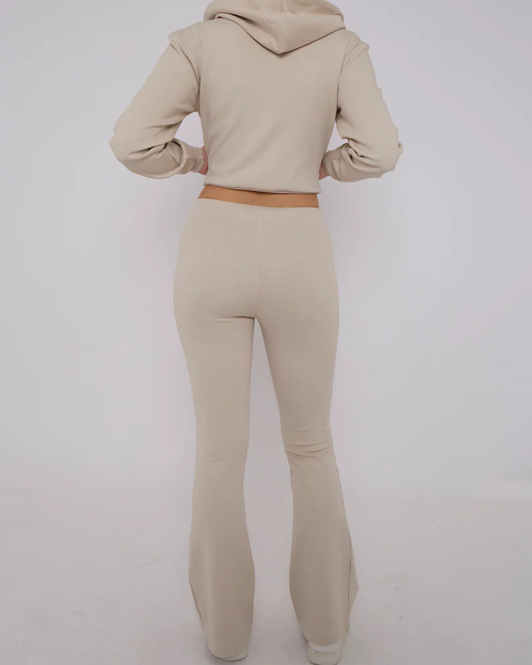 Beige Hooded Flare Loungewear Set