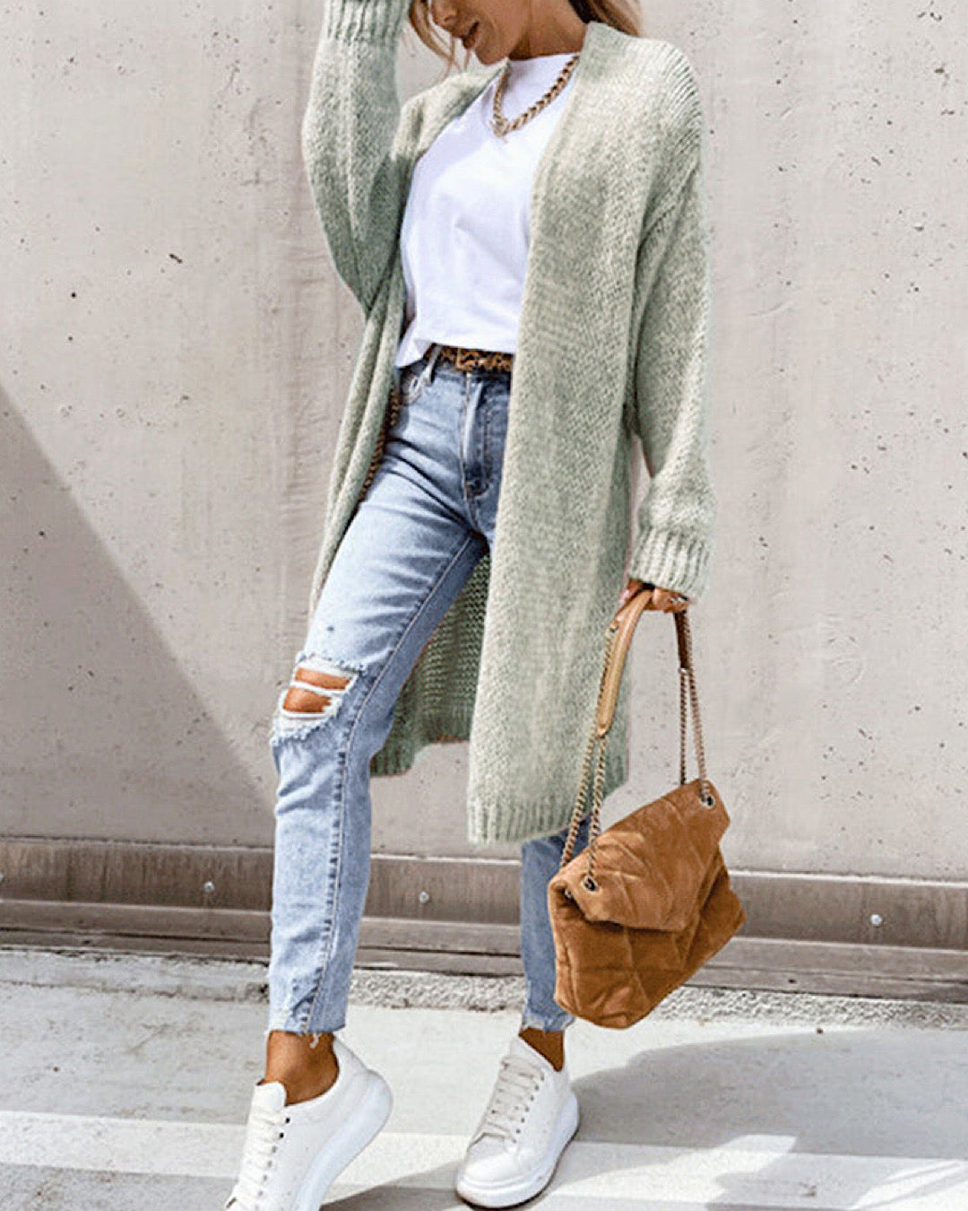 Grey Oversized Cardigan