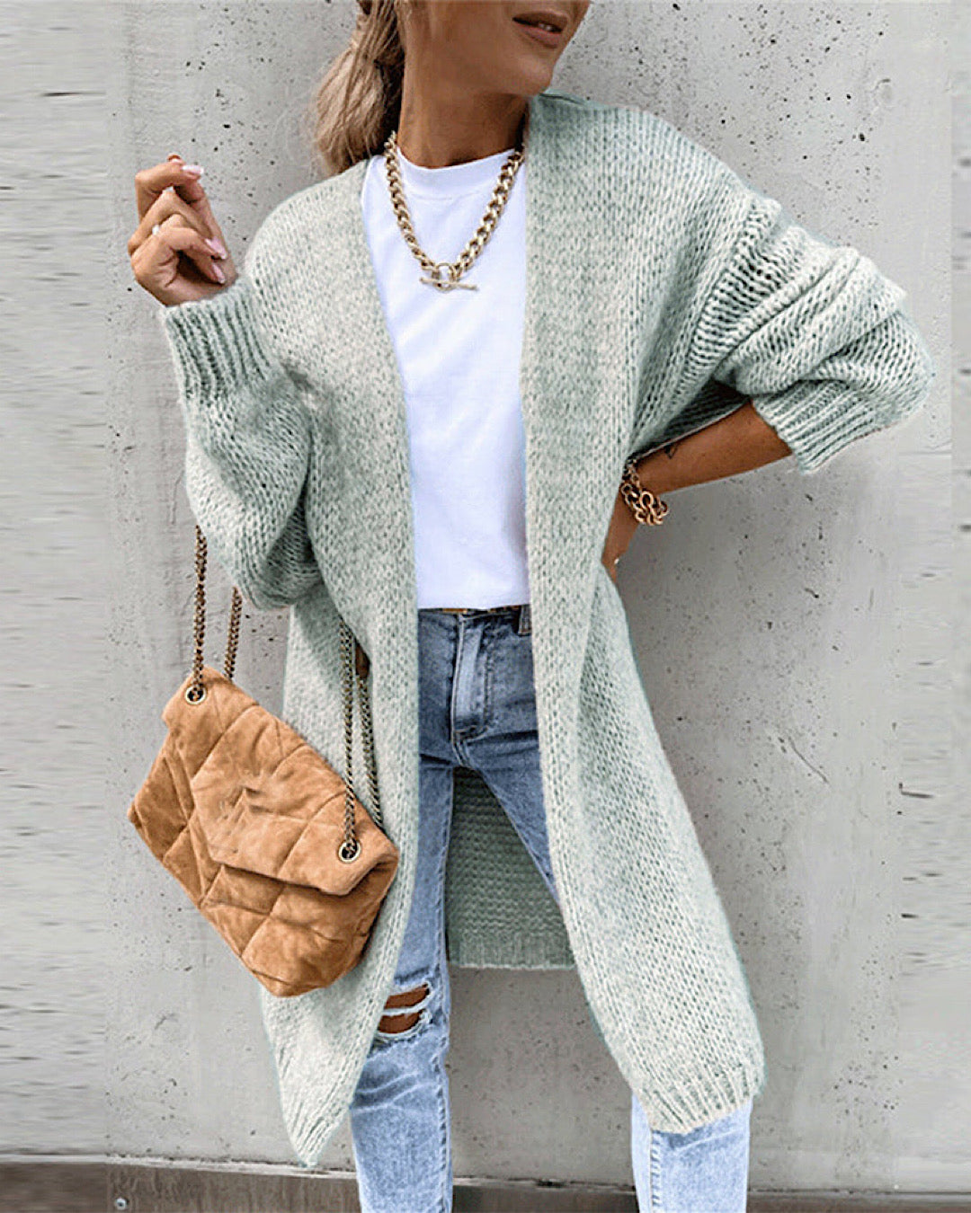 Grey Oversized Cardigan