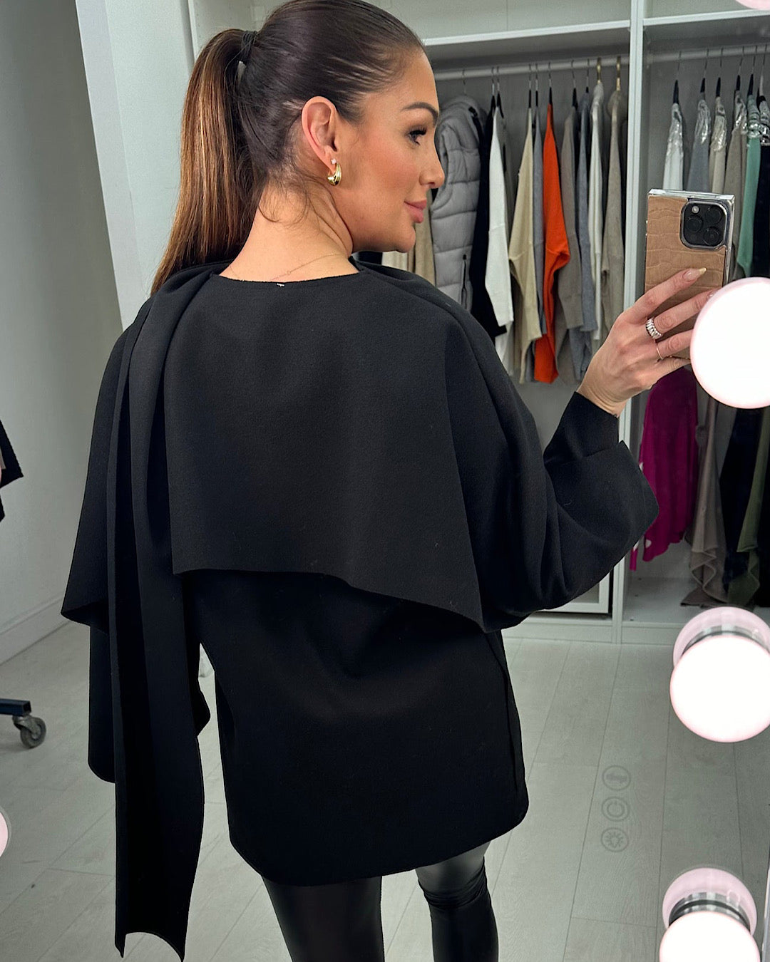 Black Wrap Cape Jacket