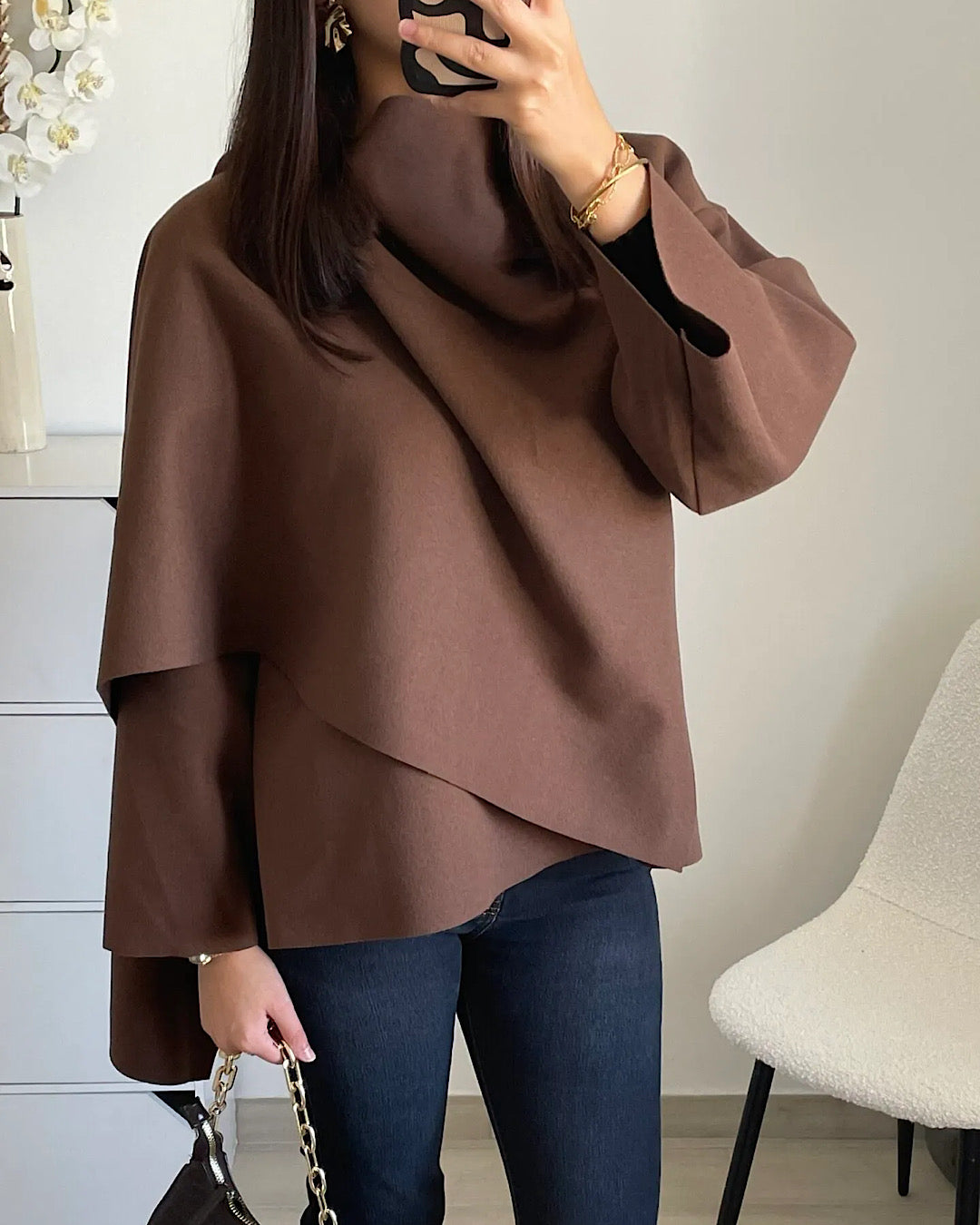 Chocolate Wrap Cape Jacket