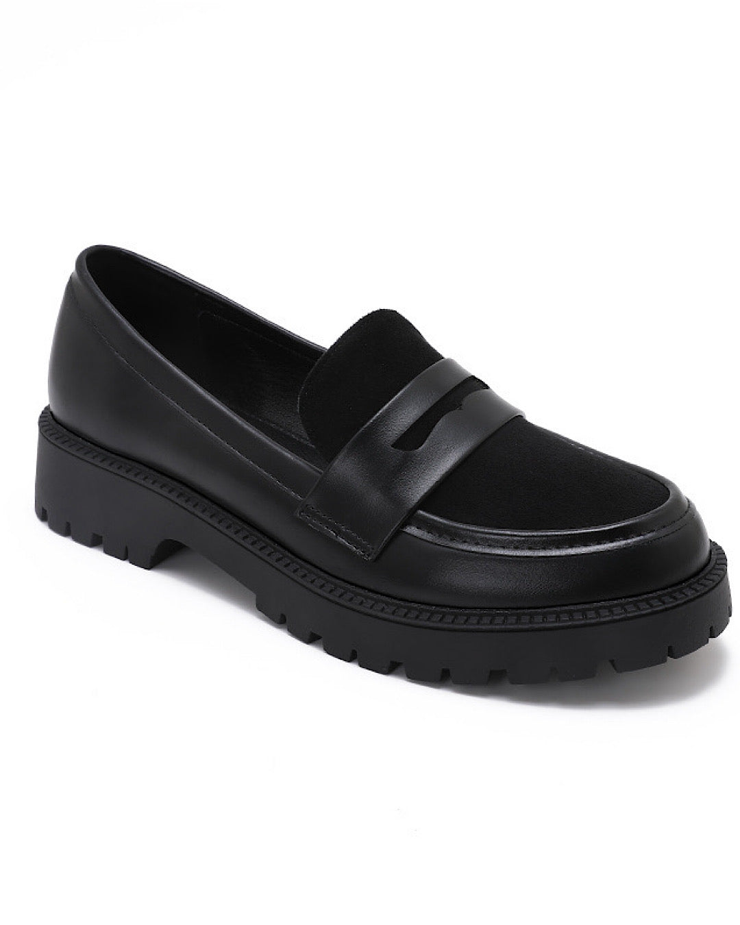 Black Faux Leather Loafers