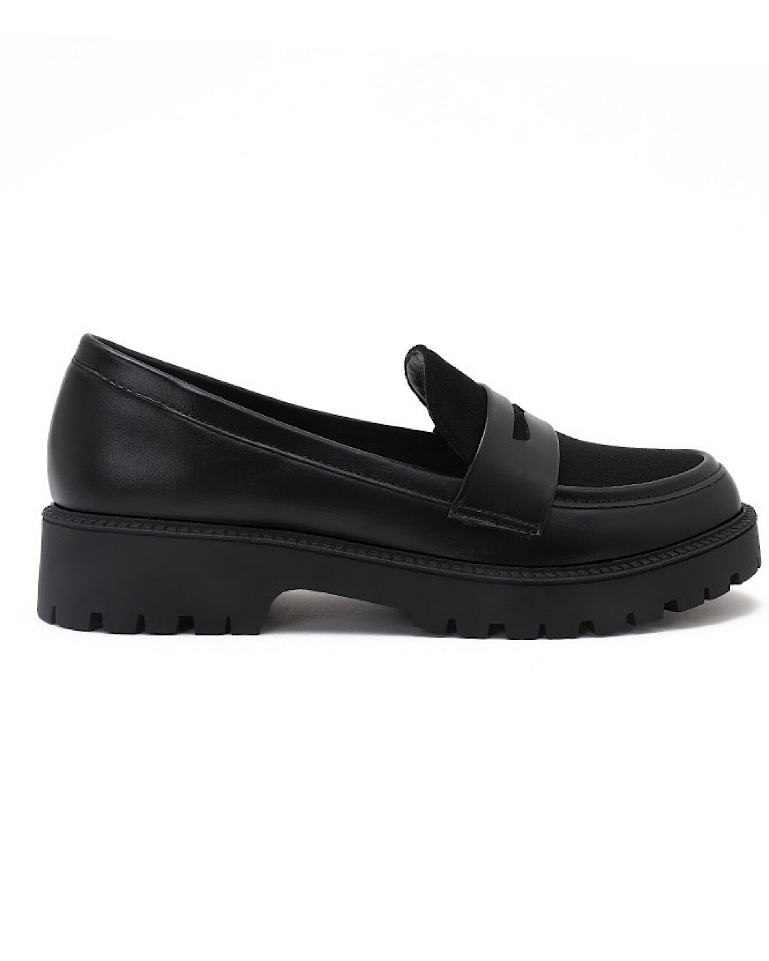 Black Faux Leather Loafers