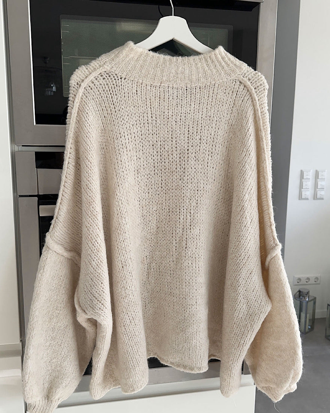 Beige Oversized Cardigan with Gold Buttons