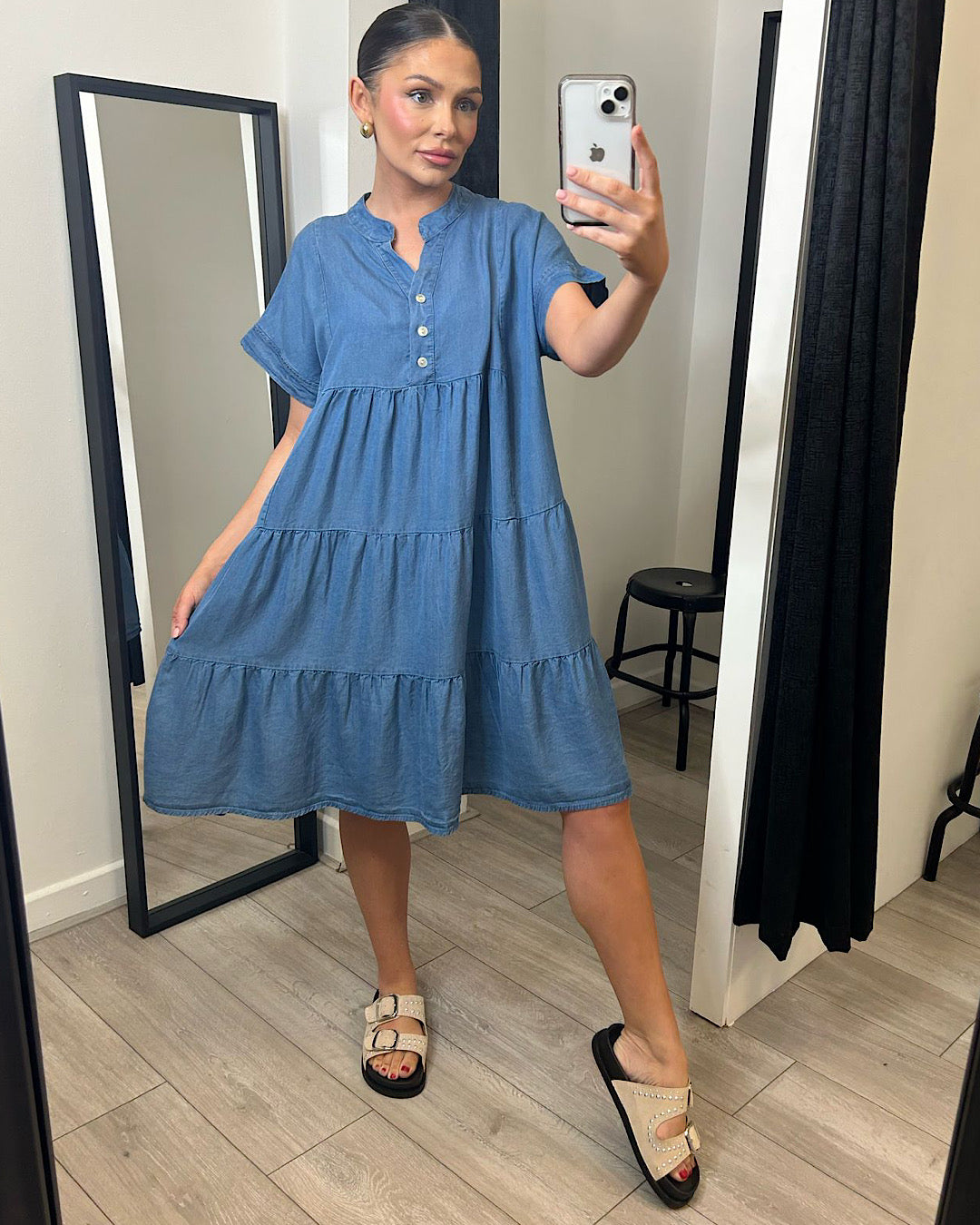 Short Sleeve Denim Dress