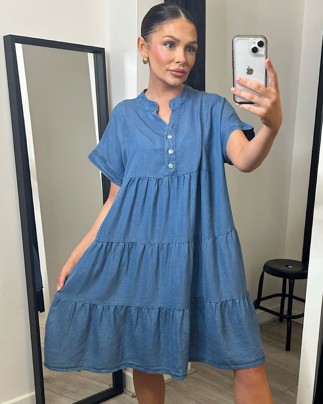 Short Sleeve Denim Dress