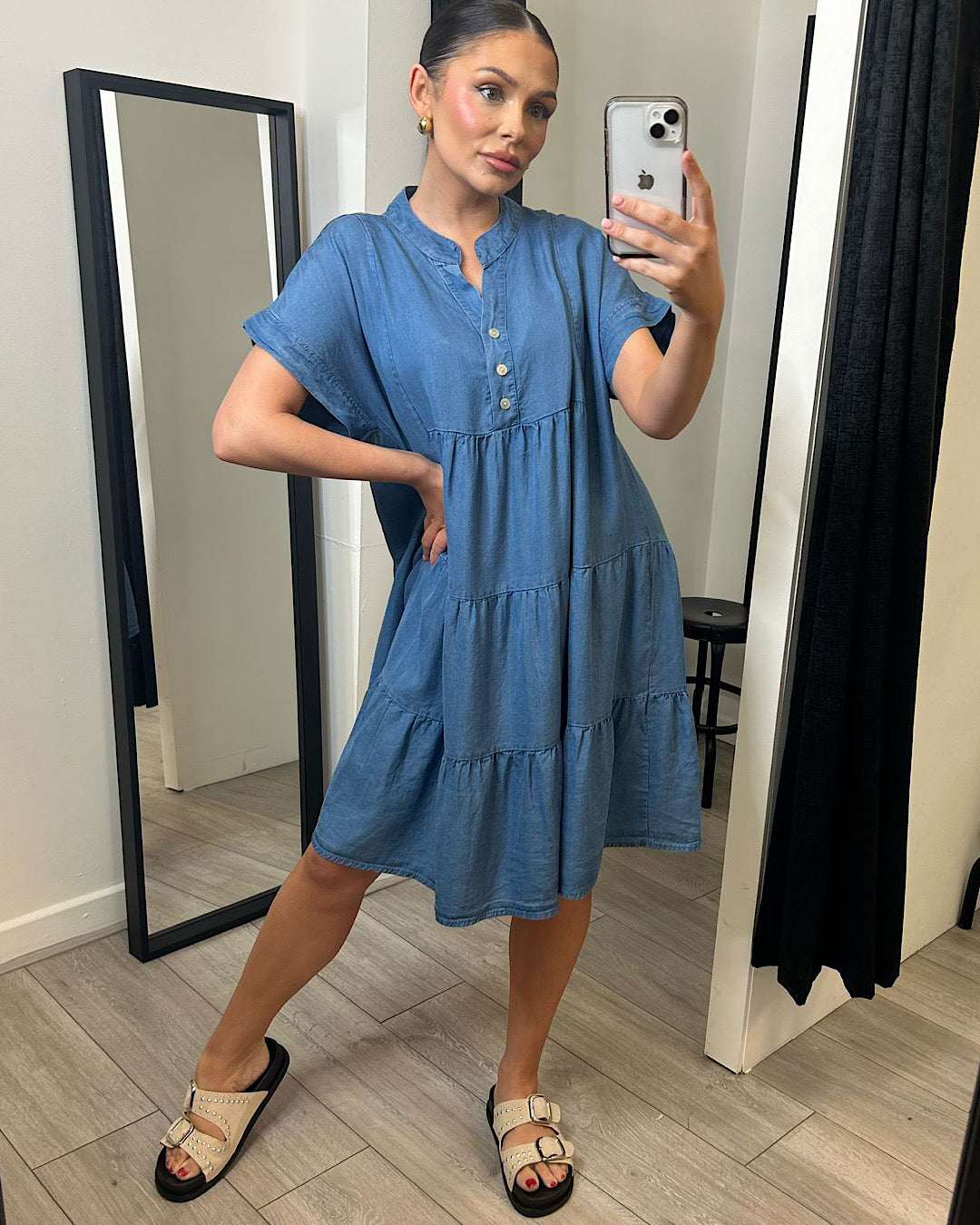 Short Sleeve Denim Dress