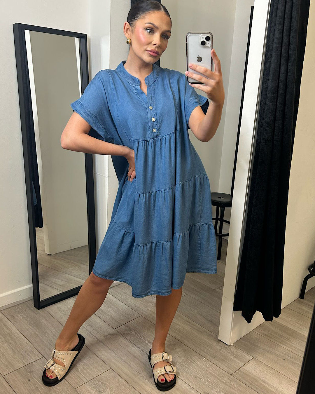 Short Sleeve Denim Dress