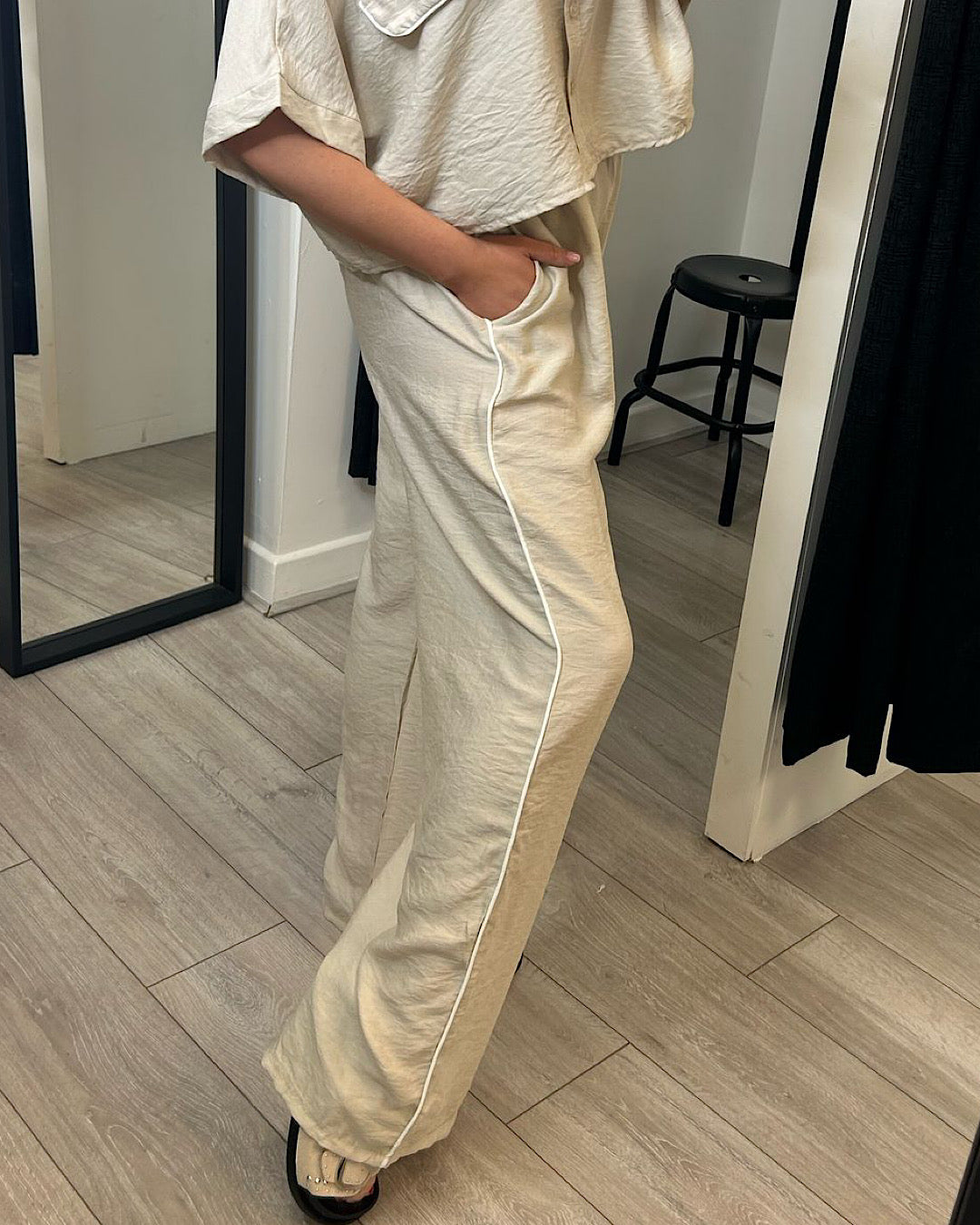 Beige Shirt and Trousers Co Ord Suit