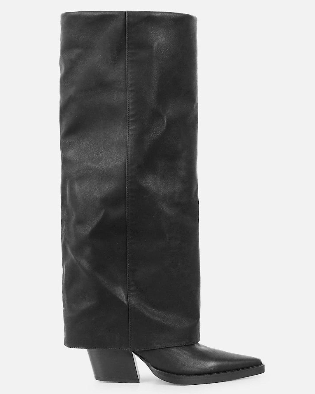 Black Fold Over Western Heeled Boots