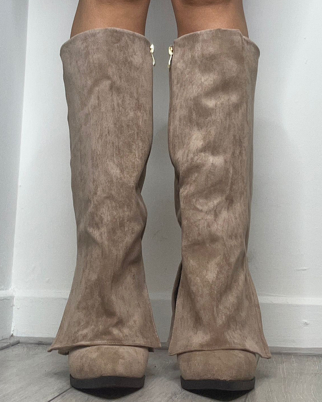 Mocha Faux Suede Knee Boots
