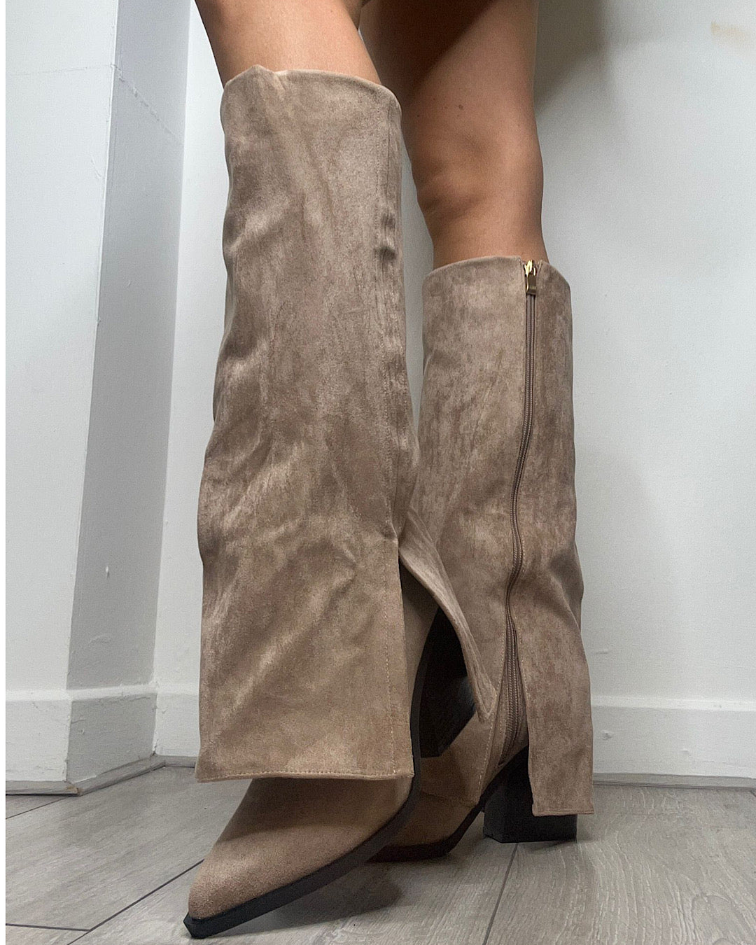 Mocha Faux Suede Knee Boots