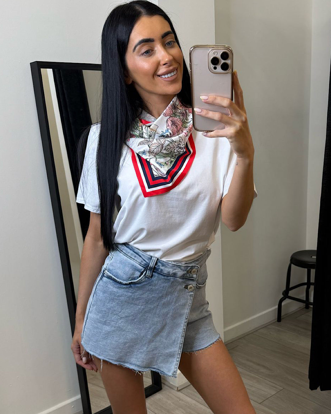 Blue Denim Wrap Over Skort
