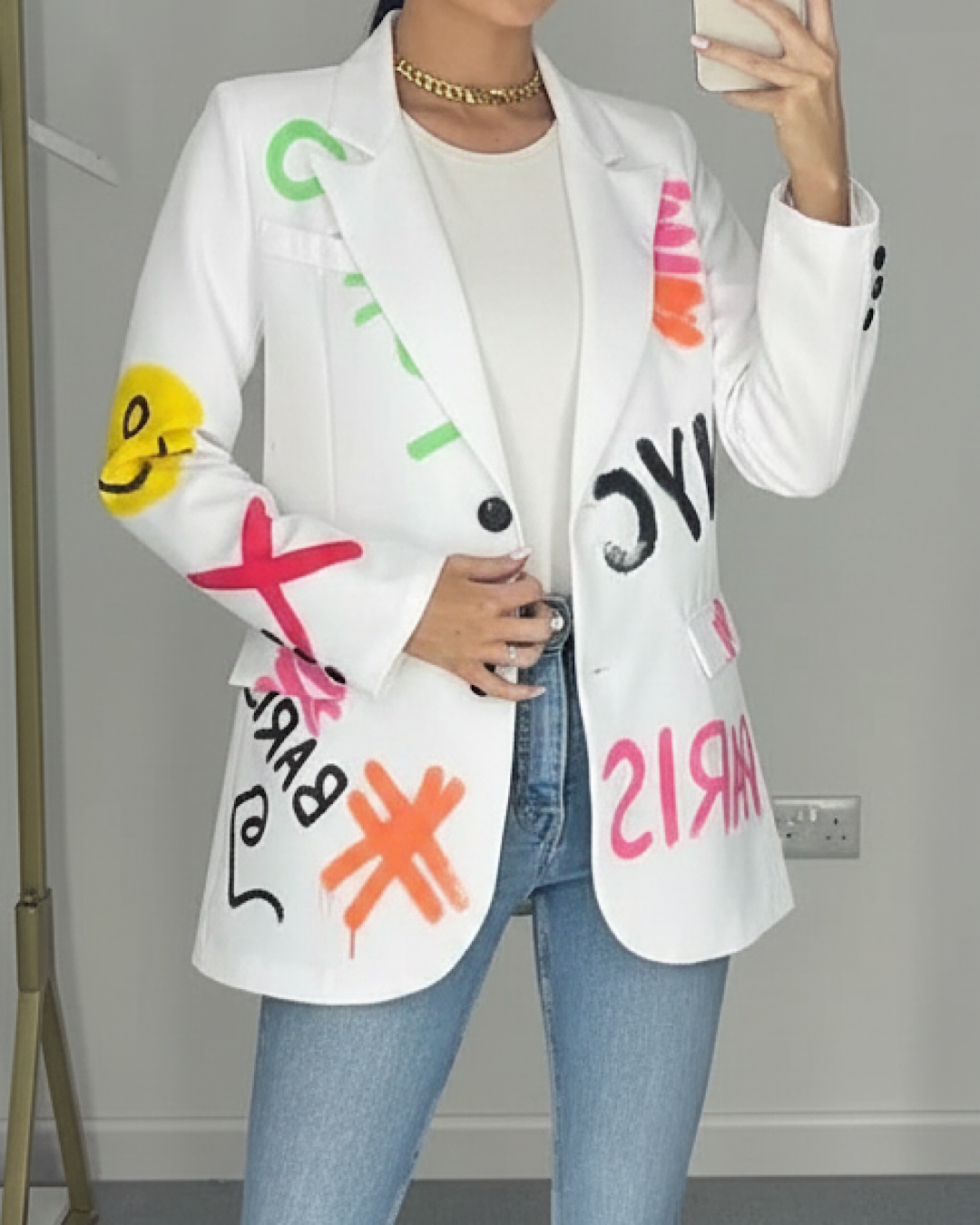 White Graffiti Blazer