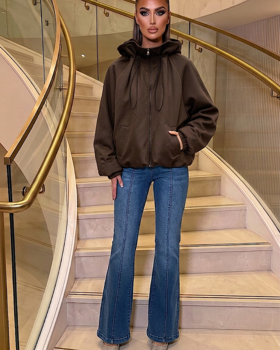 Chocolate Hooded Windbreaker Jacket