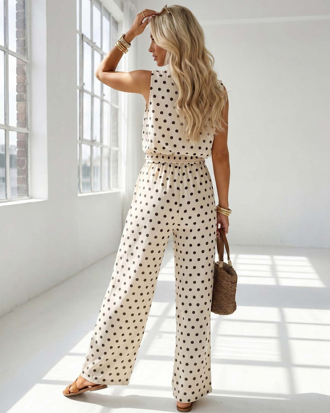 Polka Dot Top & Trousers Suit