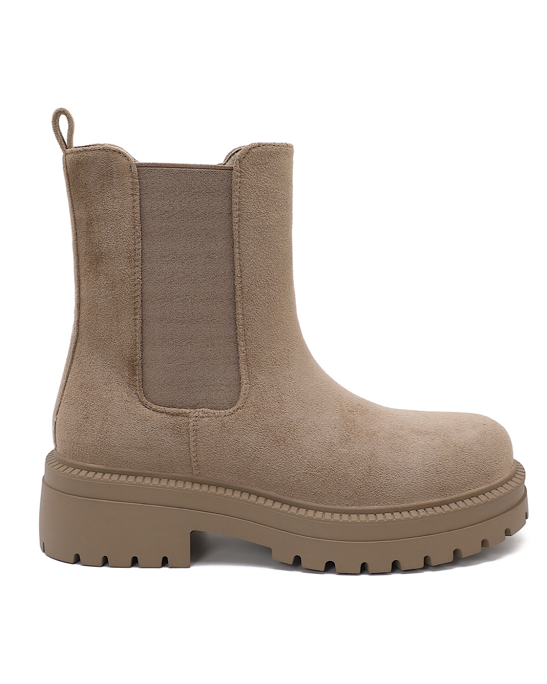 Khaki Faux Suede Chelsea Boots