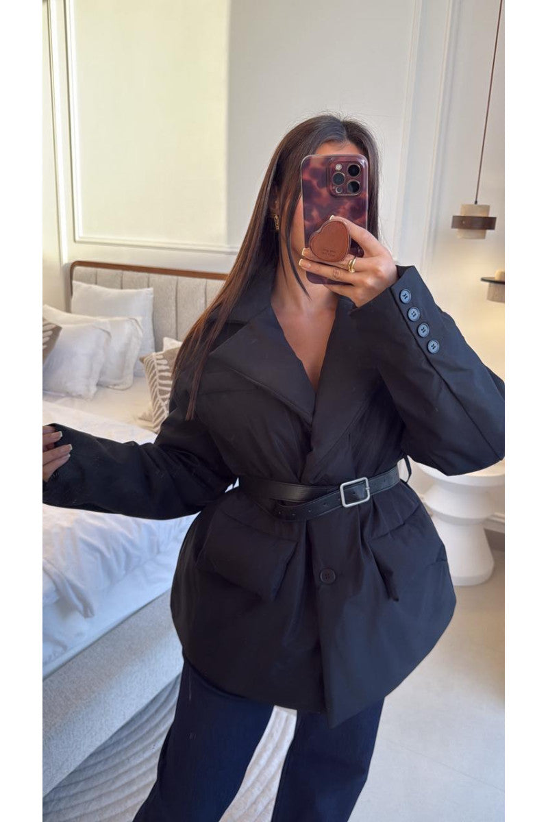 Black Belted Puffer Coat