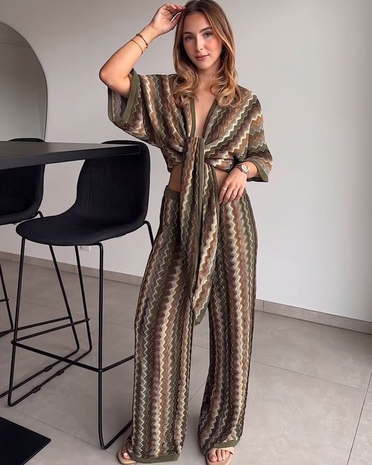 Zig Zag Tie Front Co Ord