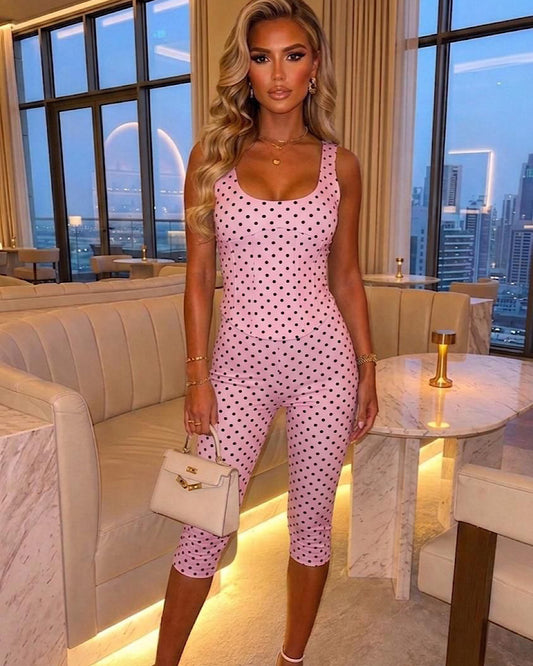 Pink Polka Top & Capri Trousers Co Ord