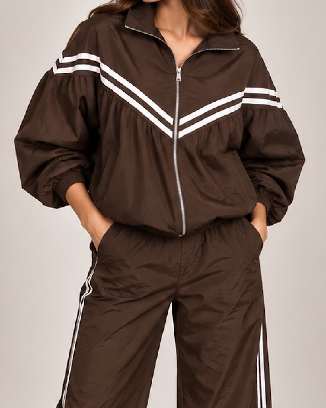 Brown Windbreaker Tracksuit
