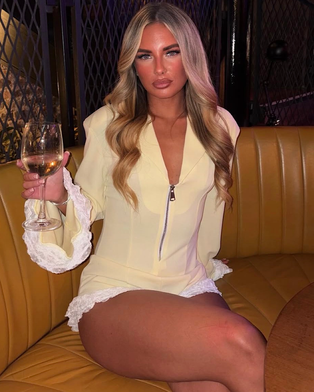 Plunge Neck Lace Hem Blazer Playsuit